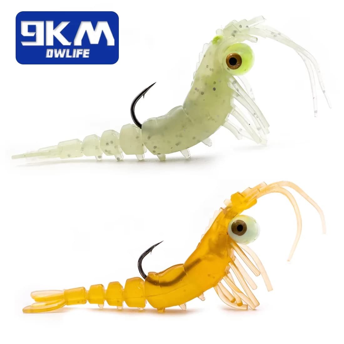 Esche da pesca per gamberetti morbidi 7 ~ 8.5g Esche per spigola Esca per gamberetti d'acqua salata Swimbait per spigola affondamento lento Trota Crappie Lure Gancio affilato