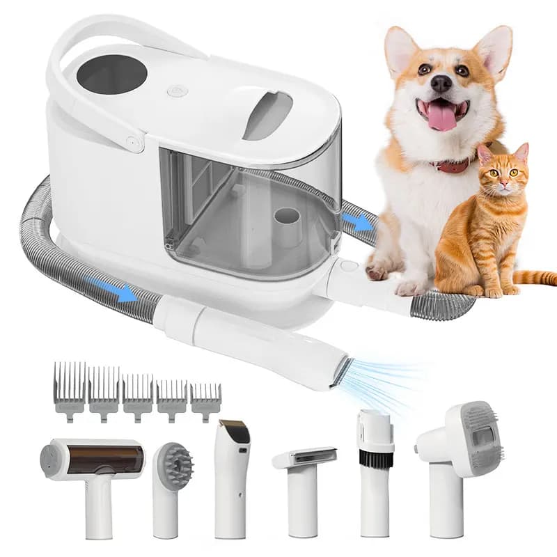 Kit per aspirapolvere per toelettatura peli di cani all'ingrosso, tagliacapelli per gatti, tagliacapelli, strumento per spazzole, kit per aspirapolvere silenzioso per toelettatura peli di animali domestici