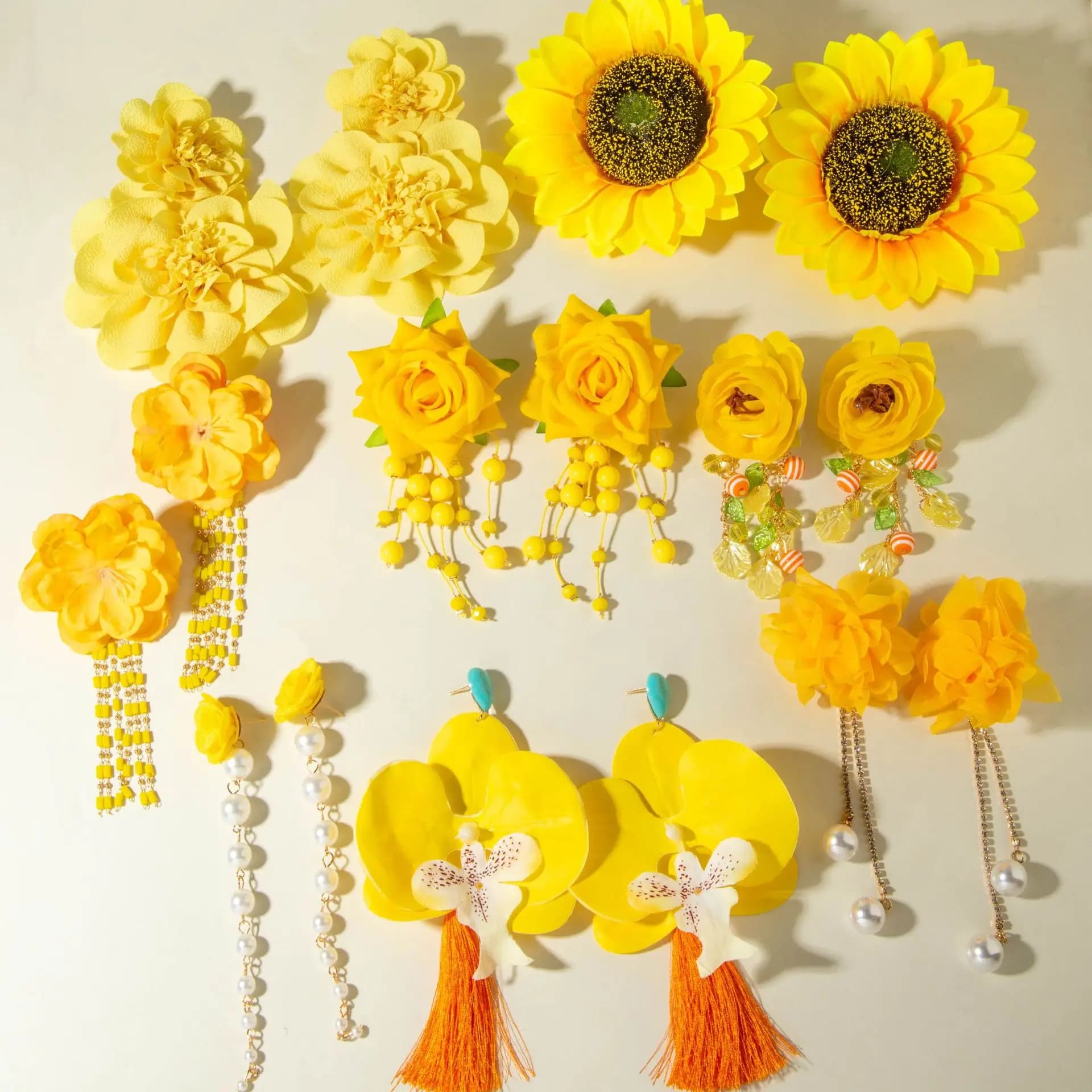 Fresh Colorful Flower Earrings Sunflower Sweet Atmosphere Tulip Flower Studs