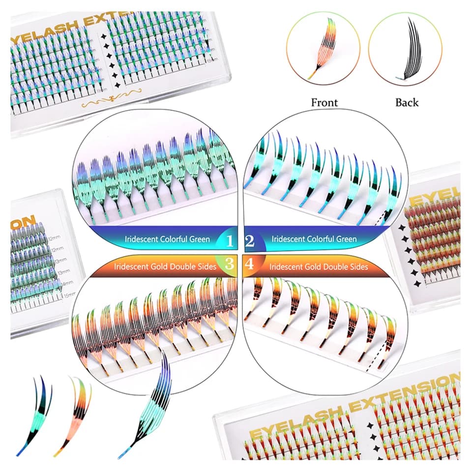 New Fashion Shiny Tinsel Comic Spire Eyelashes Holographic Extension Manga Long Eyelashes Colorful Eyelashes For Christmas