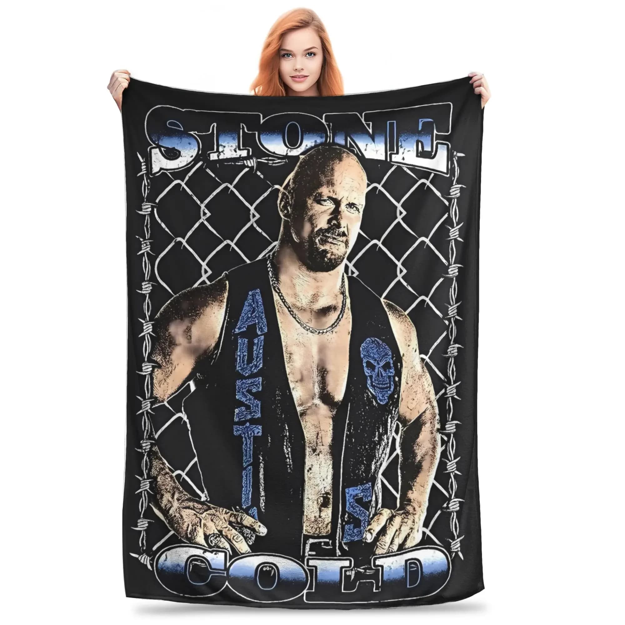 Jersey Stone Steve Austin Hot Soft Cold blanket funny plush for kids bedroom flannel pocket