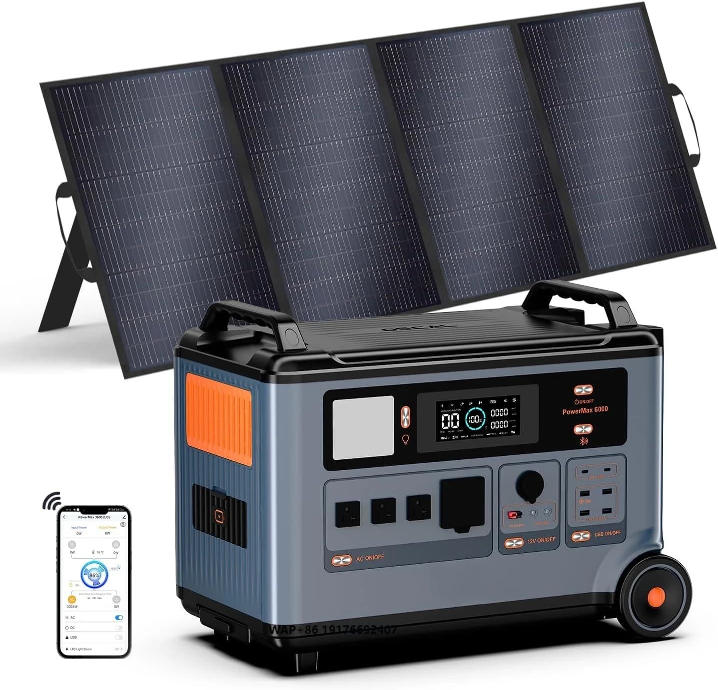 Miglior prezzo Generatore solare PowerMax 6000 con pannello solare 4x500 W, tensione di fase divisa 120 V/240 V 6000 W 7200 W Picco
