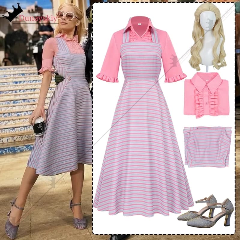 Glinda Camicia elegante a righe Donna Ragazza Gonna superiore Costume cosplay Wicked 2 Film Travestimento Festa a tema Vestire Uniforme di Halloween