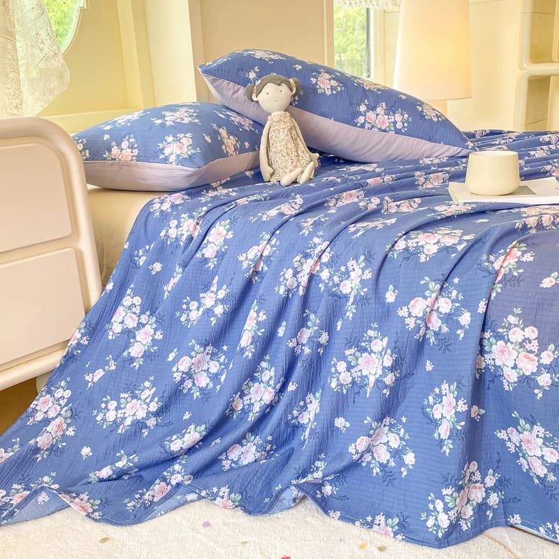 Set da 3 pezzi Lenzuolo piatto stile floreale con federa Lenzuolo singolo/doppio/queen/king size Set lenzuola delicata sulla pelle Biancheria da letto morbida
