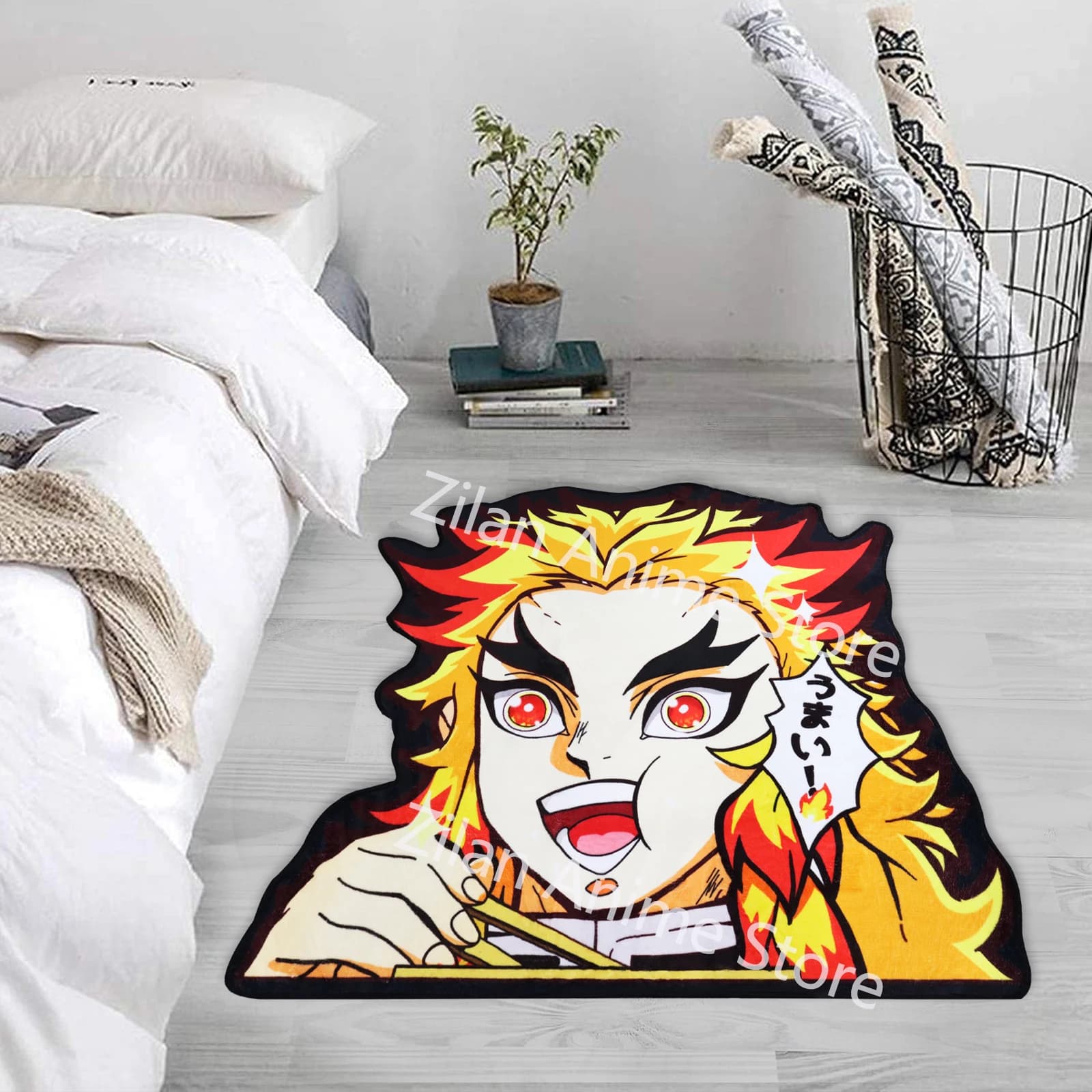 Personalizzazione Tappeti anime irregolari Rengoku Kyoujurou Demon Slayer Cartoon Tappeto fatto a mano per la decorazione domestica