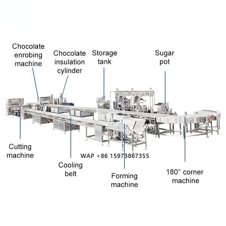 Linea di Produzione Automatica OCEAN per Barrette Proteiche, Linea di Produzione di Piccole Barrette Energetiche al Cioccolato