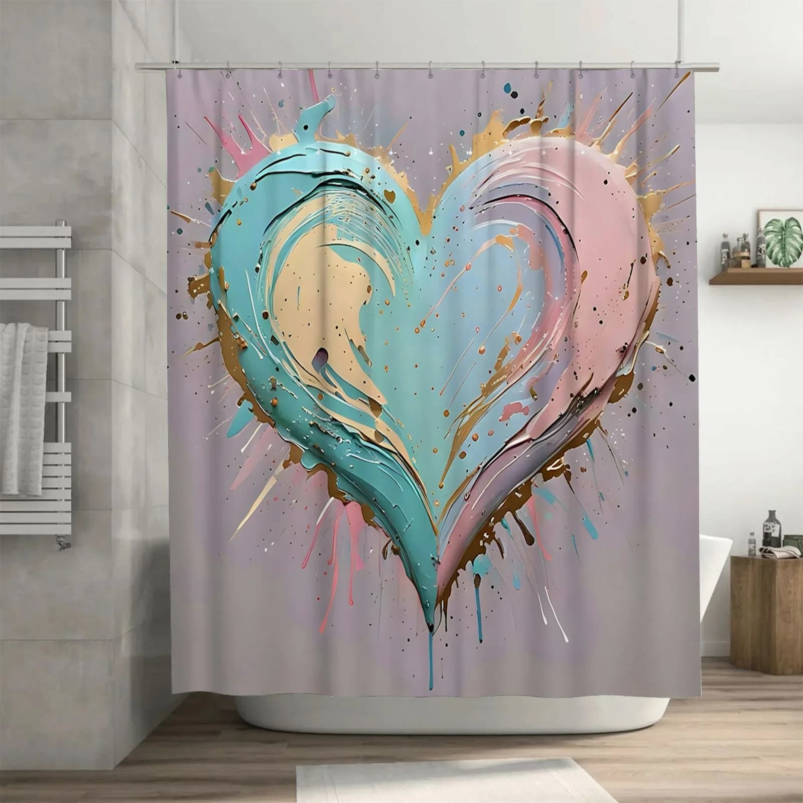 Appassionato collisione dell'amore Tenda da doccia: impermeabile, resistente al muffa, design artistico astratto aggiunge fascino dinamico