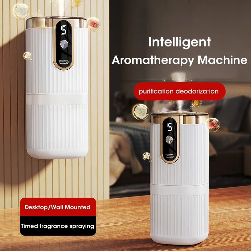 Diffusore di Oli Essenziali Ricaricabile Mini con Grande Nebulizzazione a 5 Velocità, Umidificatore d'Aria e Deodorante per Casa e Auto