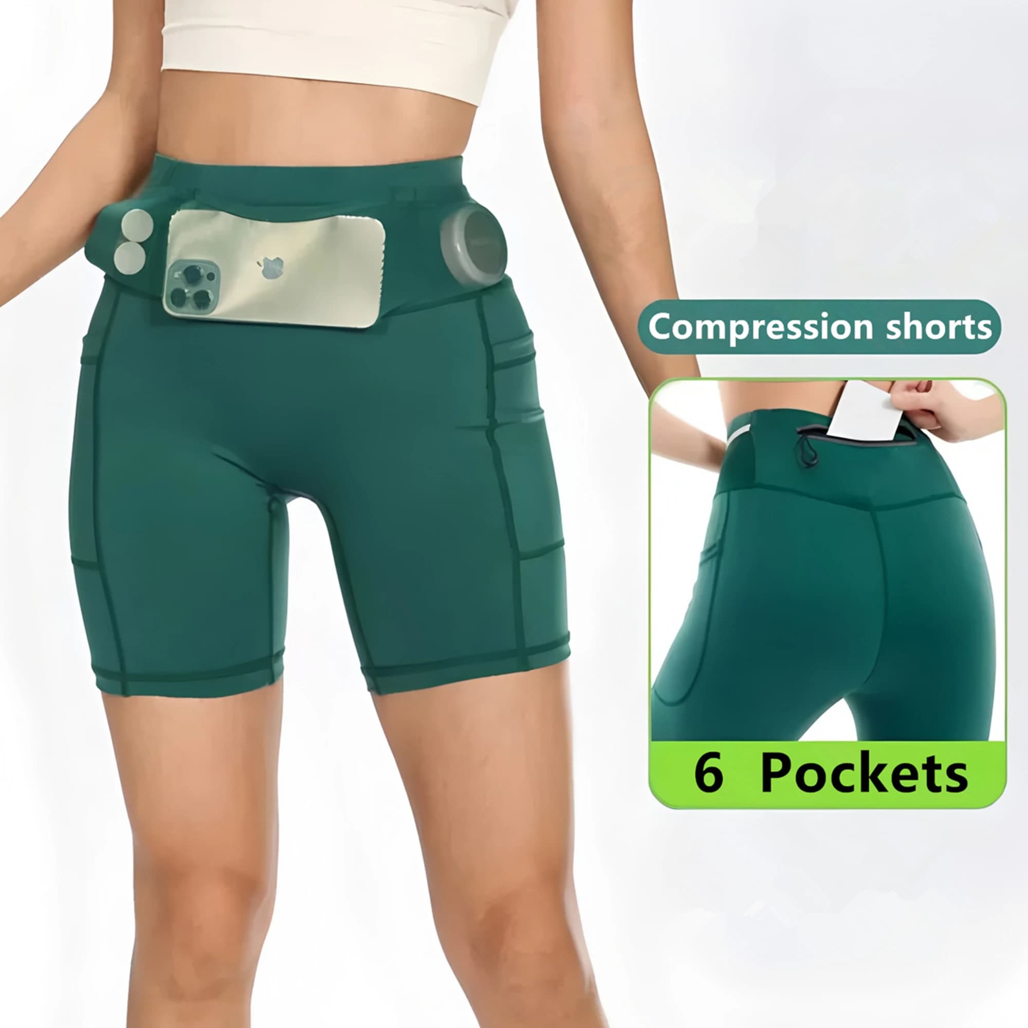 Fast Running Shorts Drying for Women with Pocket Life, Gym Compression, Cycling, Jogging, Yoga, Fitness and Sport