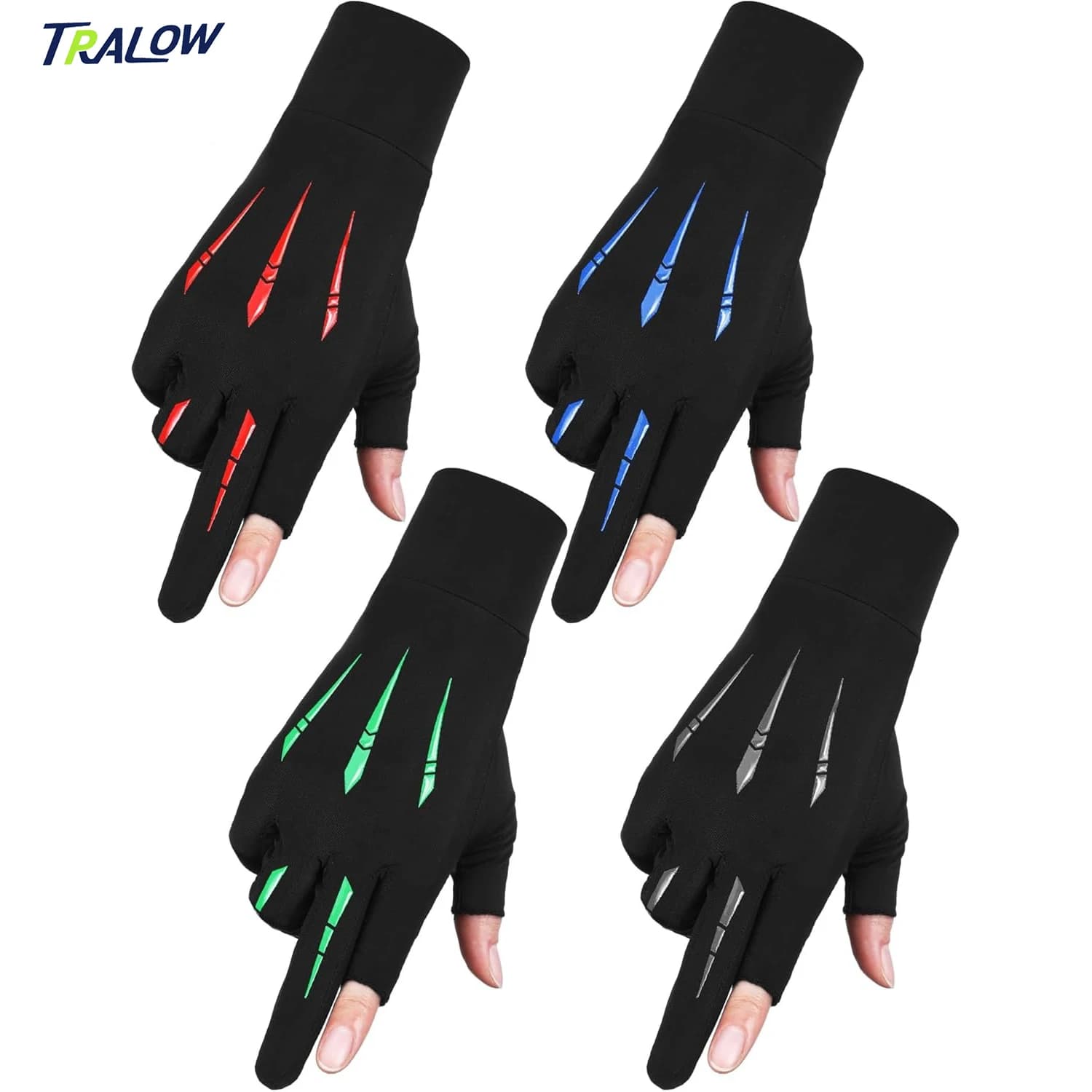 TRALOW Summer Cycling Gloves in icy silk, two fingers/half fingers fishing gloves - breathable and anti-slip for mountain bike, hiking and driving