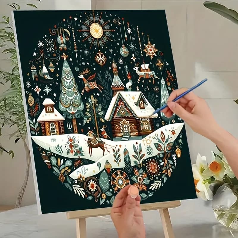 A Digital Painting Kit Suitable for Adult Beginners (Professional Art Use) - Includes Acrylic Paints, Canvas, Three Brushes, And