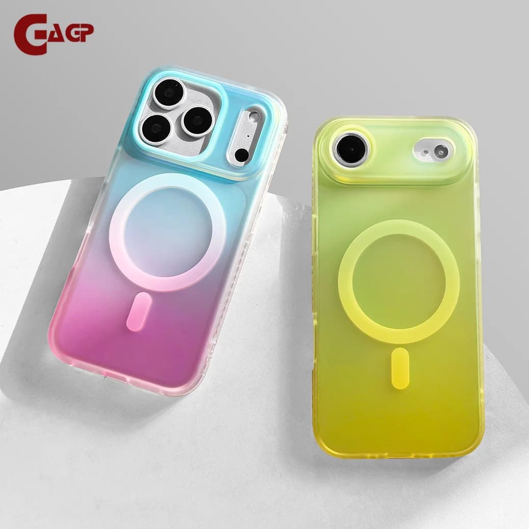 Luxury Laser Gradient for Magsafe Phone Case for iPhone 17 ProMax Air Plus 16 15 14 13 12 Pro Max 11 Shockproof Soft Edged Cover