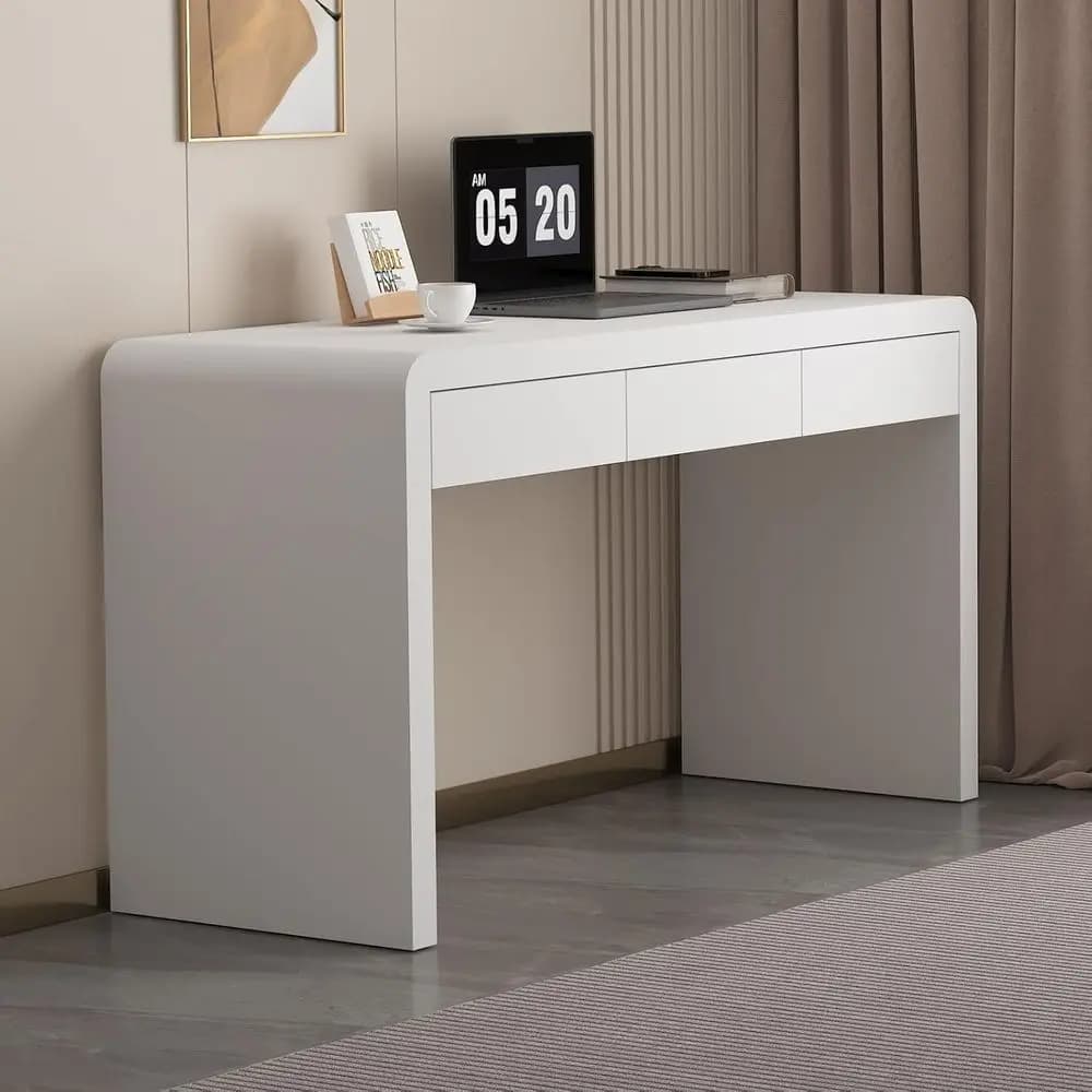 Scrivania da Gaming Elegante con Spazio di Archiviazione, Adatta per Ufficio o Camera da Letto, Tavolo da Scrittura per Bambini in Legno, Legno Laccato a 3 Strati