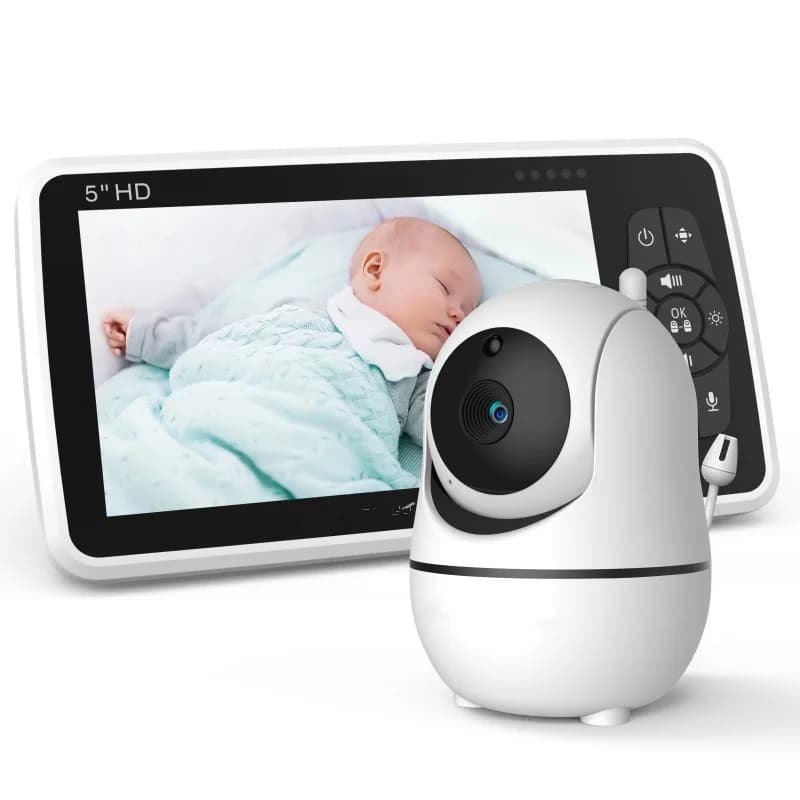Monitor per neonati PTZ, videocamera per bambini, monitor transfrontaliero da 5 pollici con visione notturna