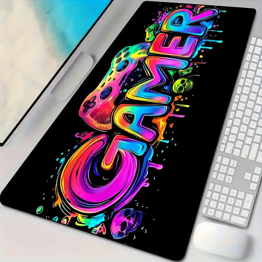 Tappetino per mouse da gioco con design illustrativo a tema e-sport, tappetino per mouse da ufficio antiscivolo, accessori per PC, tappetini da gioco, tapis souris