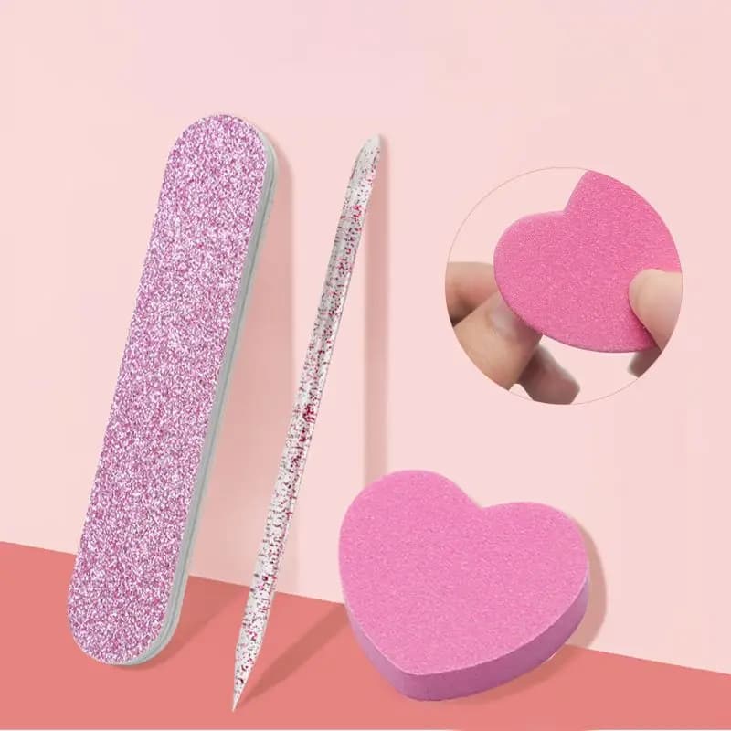 Set completo da 3 pezzi Set per unghie Set professionale per lime per unghie riutilizzabili Set per la cura della pulizia delle unghie Bastoncini per lime per unghie Accessori per strumenti per manicure