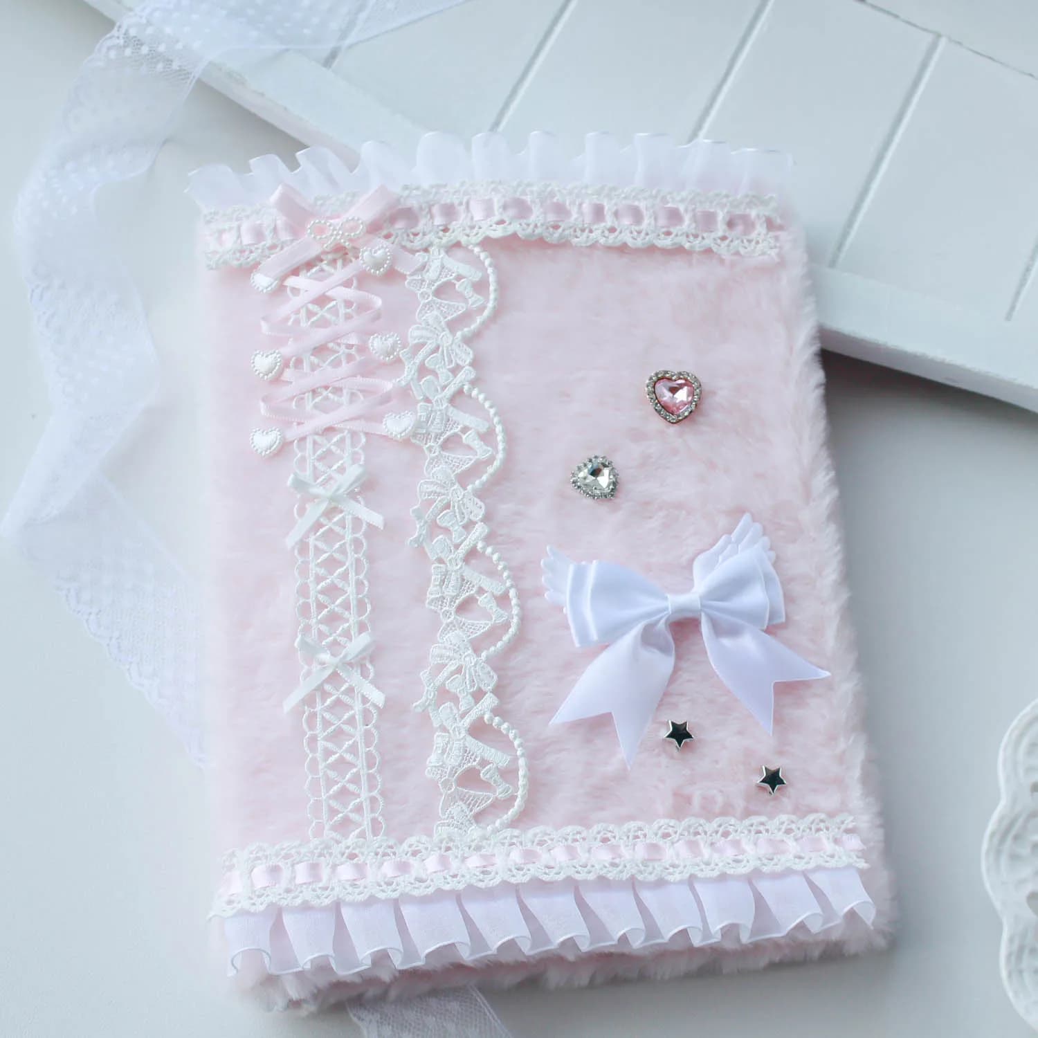 A5 Card Collect Book Kpop Photocard Binder peluche Kawaii Lace Ribbon Diamond Decor Picture Collect Book Album con 80 tasche