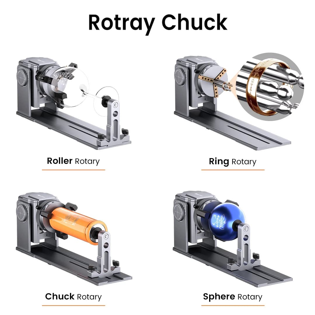 Algolaser multifunction rotary spindle for laser engraver 180 ° Adjustment for ring engraving, spherical objects
