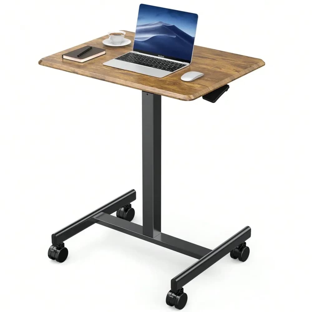 Piccola Scrivania Mobile con Ruote, Tavolo da Letto, Podio per Insegnanti con Ruote, Tavolo Regolabile in Altezza, Scrivania Mobile per Laptop