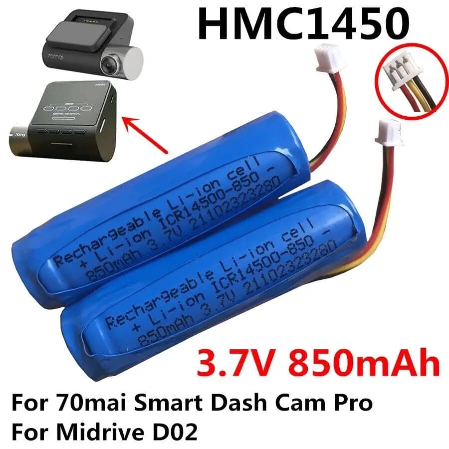 1PCS HMC1450 850mAh 3.7V 70mai Smart Dash Cam Pro Midrive D02 D04 A500s battery
