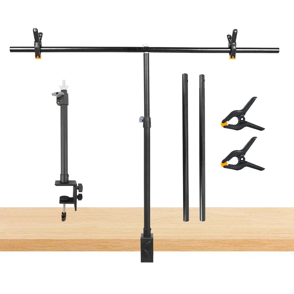 Adjustable Small Desk T-shaped Tripod Stand Background Backdrop Photography Support System Photo Studio Paper Muslin Backdrops