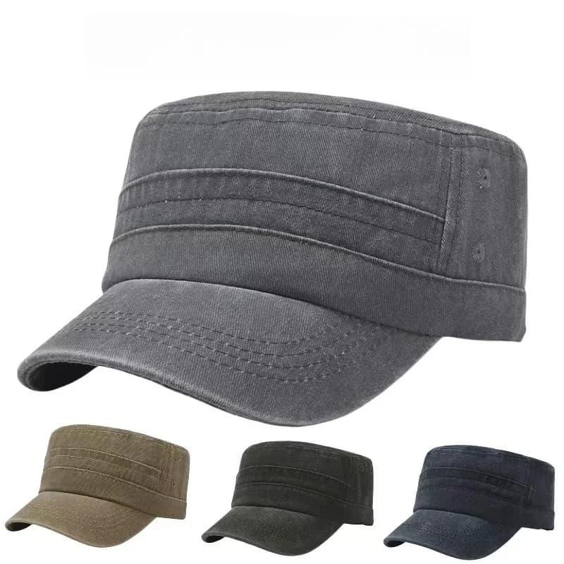 New Big Head Man Berretto piatto militare in puro cotone di grandi dimensioni Berretto da baseball all'aperto Cappello militare estivo in poliestere taglie forti