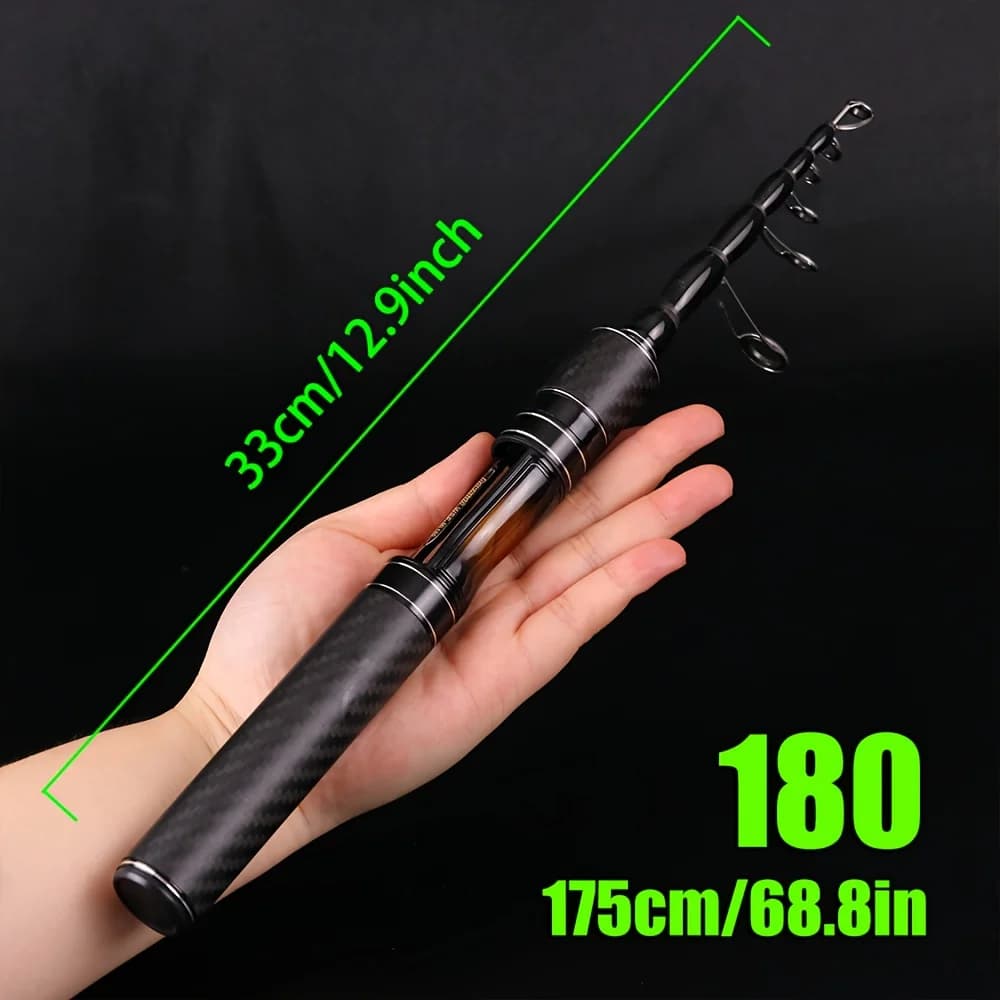 BAKAWA Telescopic Fishing Rod 180CM Fishing Rod Carbon Spin Fishing Equipment Freshwater Salt Water Fishing Accessories