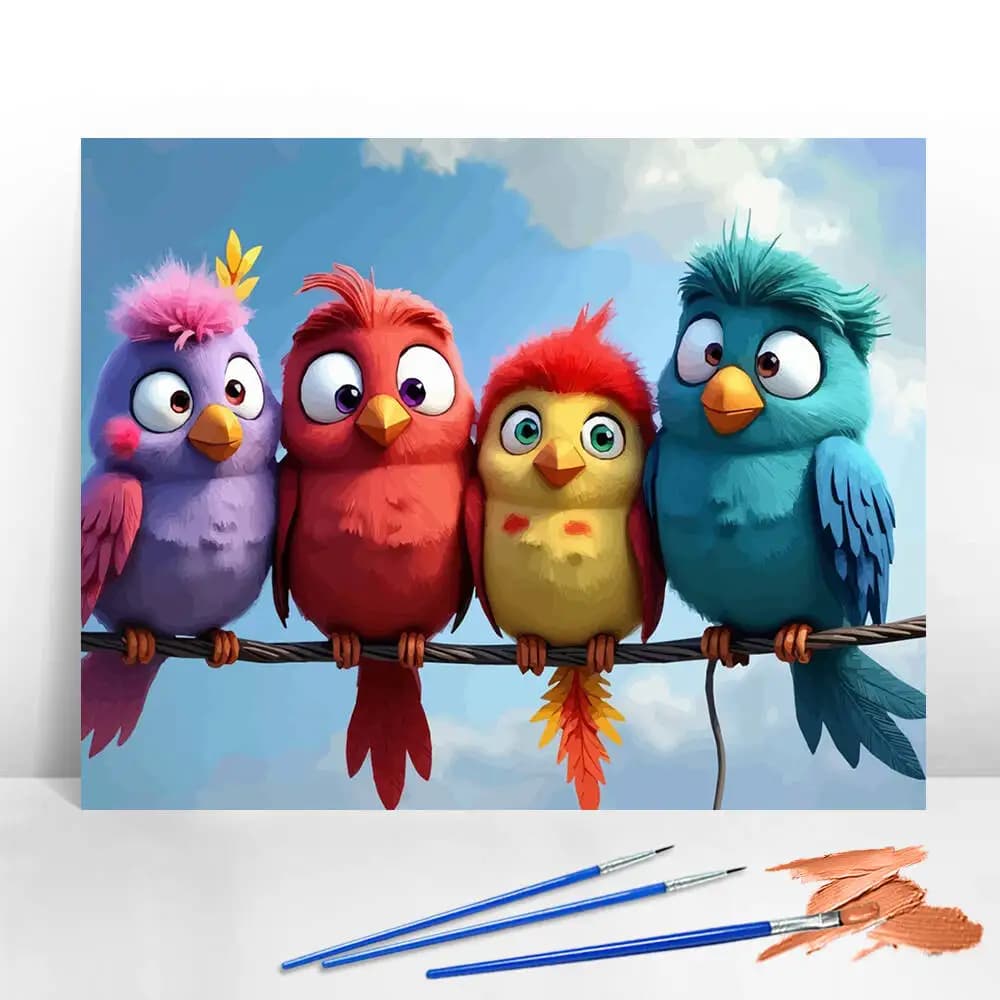 Digital Oil Painting Bird Painting By Numbers Cartoon Animal DIY Acrylic Paint On Canvas Coloring By Numbers Home Decoration
