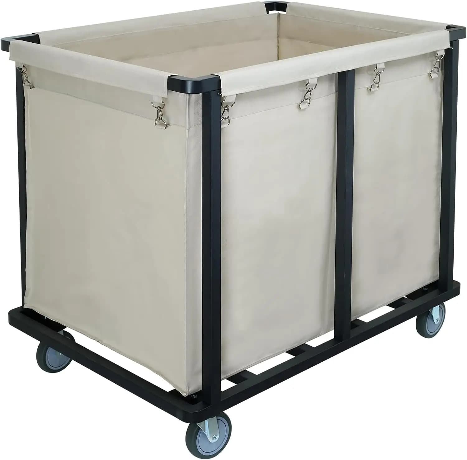 Carrello per lavanderia commerciale con ruote, portata 600 libbre, resistente, con telaio in acciaio e borsa in tessuto Oxford, per uso industriale.