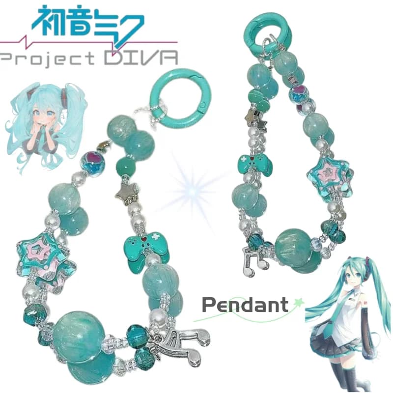 Catenella per telefono Hatsune Miku, cartone animato e simpatico, alla moda e unico, dall'aspetto di grande valore, ciondolo portatile per borsa da studentessa.