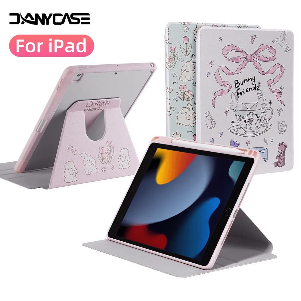 360 ° Custodia per iPad con rotazione per 2024 Air 11 M2 Pro 13/11 M4 Air 4 5 10.9 iPad 7/8/9/10a generazione Mini 6 Tablet Stand Cover