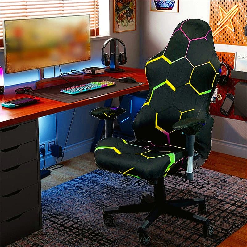 1 Set Coprisedia da gioco per ufficio Fodere per poltrona Coprisedile per computer Stretch Rotante Ascensore Protezione morbida universale Splicover
