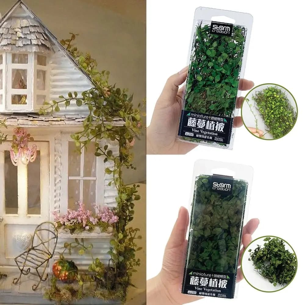 1 scatola modello di scena Micro paesaggio accessori fai da te 1 scatola Creepers per piante in miniatura simulazione foglie di Rattan sabbia tavolo vegetazione