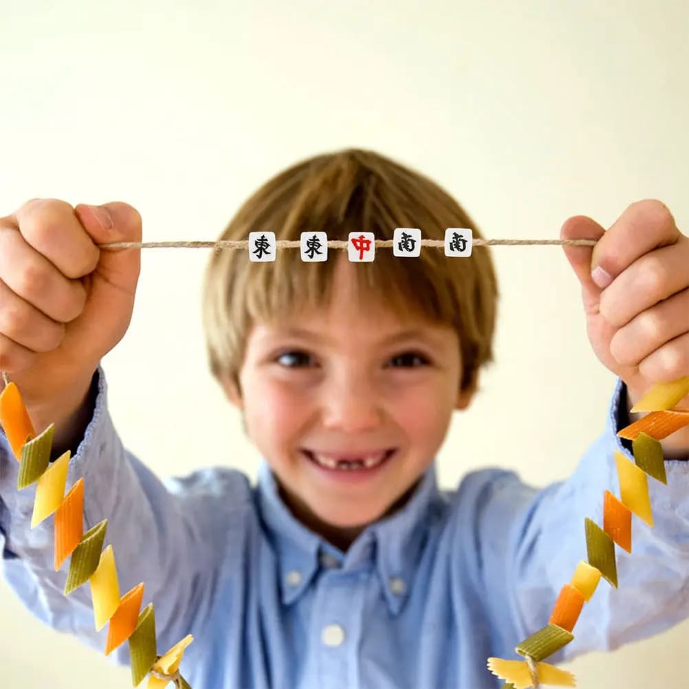 50 Pezzi Perline Mahjong Cinesi, Ciondoli in Argilla a Forma di Tessere, per Creazione Gioielli, Bracciali, Collane, Artigianato Fai da Te, Disco Piatto Sicuro