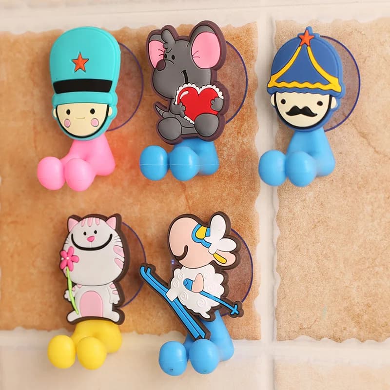 Porta spazzolino da denti simpatico cartone animato Portaoggetti per spazzolino antibatterico a parete con ventosa Organizzatore da bagno per bambini