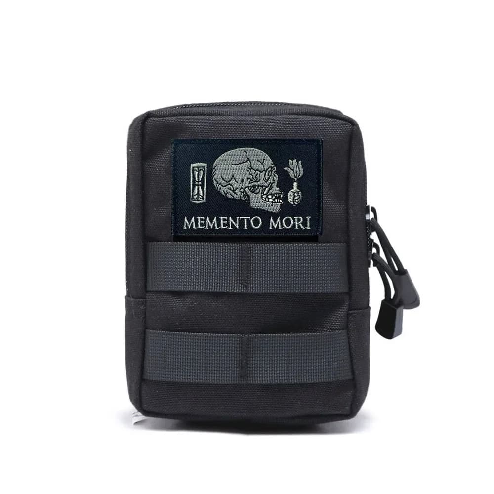 Skull Embroideried Patch Military Armband Tactical Morale Badges Hook and Loop Patches on Clothes Backpack Memento Mori Applique