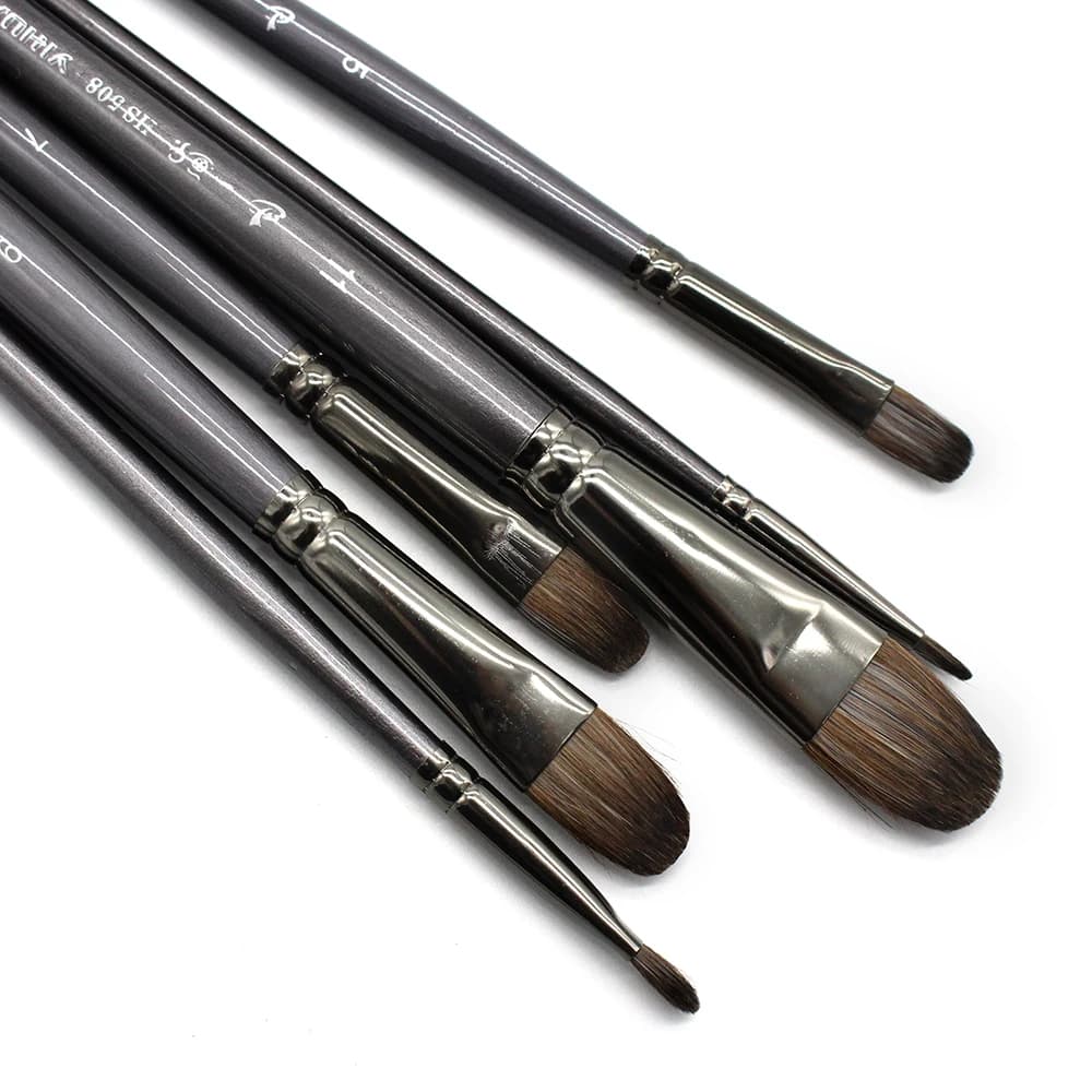 6 pcs/Set Professional High Quality Tool Squirrel Hair Oil Painting Brush Drawing Brush Filbert Pen For Acrylic Painting art
