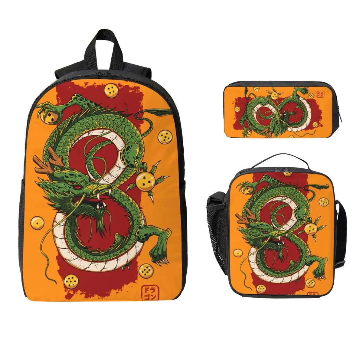 Zaino Dragon Ball 3 pezzi/set per adolescenti, zaino da scuola, borsa per il pranzo, astuccio per matite