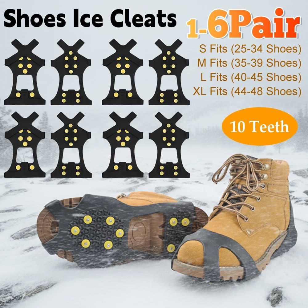 1-6 paia 10 denti neve ghiaccio artiglio ramponi antiscivolo scarpe punte unisex tacchetti copertura per passeggiate escursionismo alpinismo stivali invernali