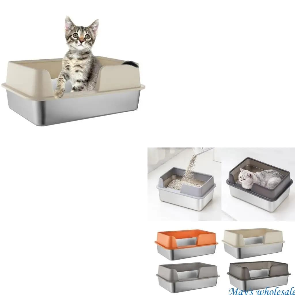 Cassetta igienica in acciaio inox per gatti anziani Vaschette facili da pulire 448A