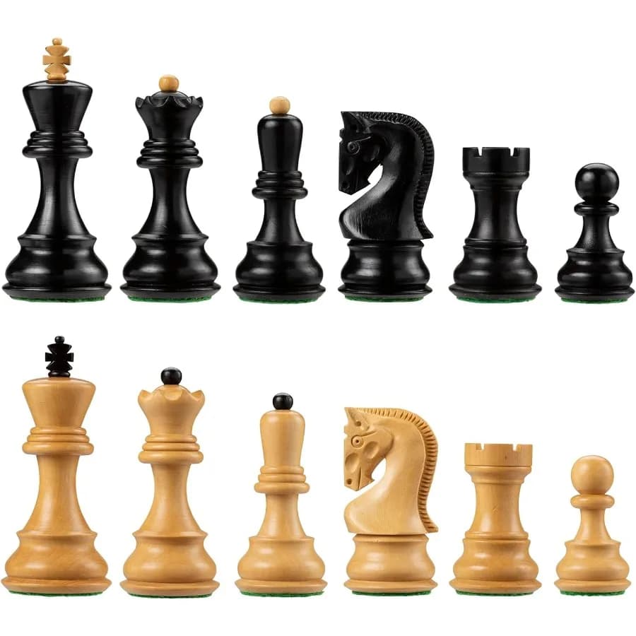 Set di scacchi in legno ponderato premium da 3,75 pollici Re per adulti Design in bosso ebonizzato Stile Staunton europeo Ideale per il lusso