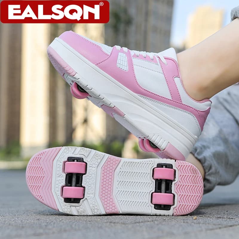 Children's Shoe Snickers Shoes with Wheels Children's Wheel Shoes Fashion Outdoor Sports Shoes Girls Kids Gifts for Students