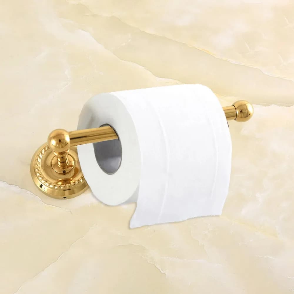 Accessorio per il bagno portarotolo di carta igienica da bagno a parete in ottone color oro mba615