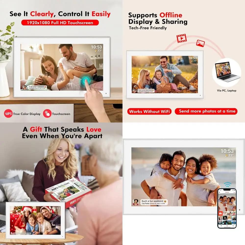 16 Cornice per foto digitali WiFi, touch screen 1080P, condivisione fotografica remota, regalo ideale per i propri cari