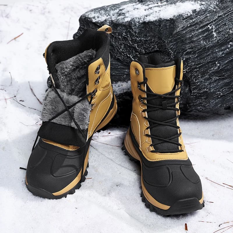 Stivali da neve alti invernali da uomo con fodera in pile Scarpe da trekking in cotone caldo e resistente al freddo, impermeabili, antiscivolo