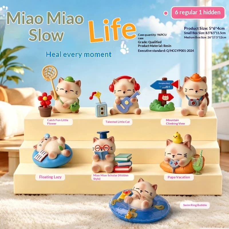 Cat Leisurely Life Blind Box Cartoon Cute Design Creative Fashion Figurine Toy Resin Desktop Decoration Home Surprise Gift