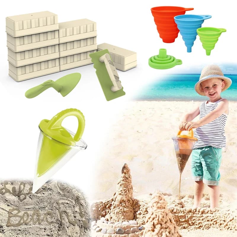 Estate All'aperto Giocattoli Da Spiaggia Lavare Sabbia Trabocco Imbuti Gioco Di Sabbia Gioco Sabbia Stampi Pala Castello Imbuti Pieghevoli Giochi D'acqua Per Bambini