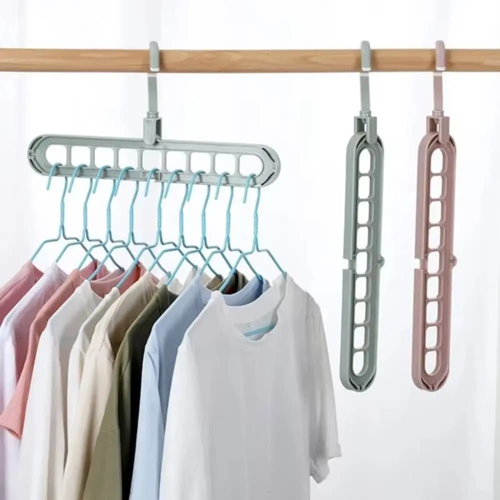 9-Hole Wardrobe Storage Rack Space-saving Anti-slip Foldable Clothes Hanger Multifunctional 360 Degree Rotation