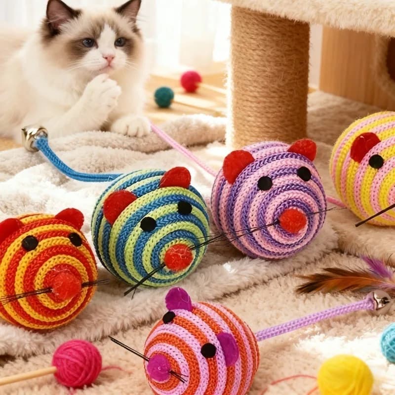 1 Giocattolo a strisce per topi e gatti | Giocattolo per Gatti in Poliestere Resistente e Anti-Morso