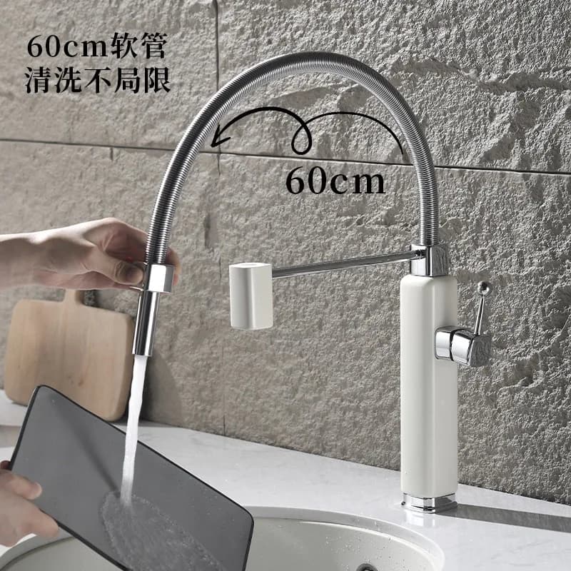 Rubinetto da cucina rosso in ottone dal design retrò, uscita acqua estraibile, miscelatore lavello acqua calda e fredda monocomando
